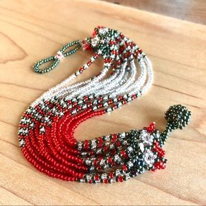 Fair Trade Handmade Bead Bracelet Red Green White